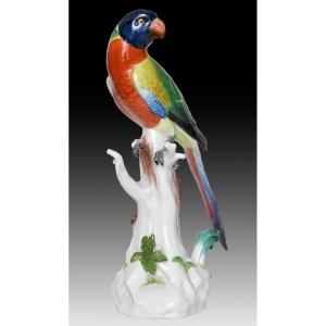 Meissen Porcelain Statuette Of A Parrot, Model 63