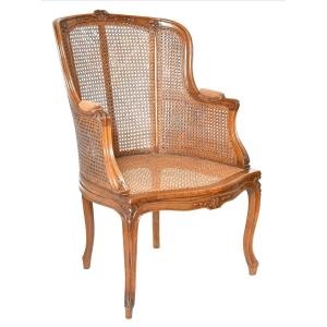 Louis XV Style Caned Wing Chair 