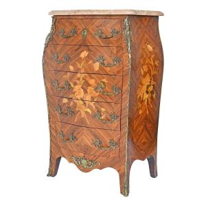 Louis XV Style Chiffonnier With Floral Marquetry