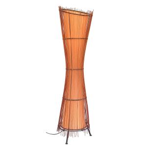 "kobé" Model Floor Lamp In Bamboo And Metal, From The 1980s