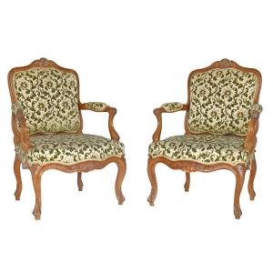 Pair Of Louis XV Style Cabriolet Armchairs