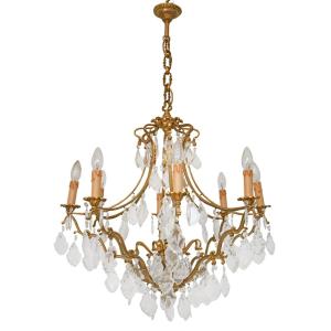 Louis XV Style Cage Chandelier In Gilded Bronze With 8 Light Arms