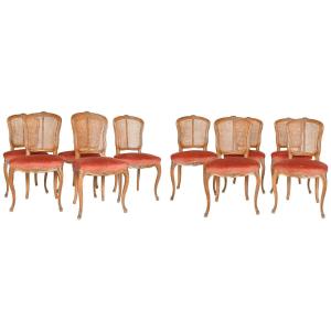 Set Of 10 Louis XV Style Chairs With Caned Backs