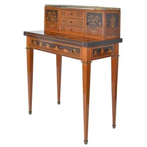 Happiness Of The Day Desk In Marquetry In The Style Of Charles Topino