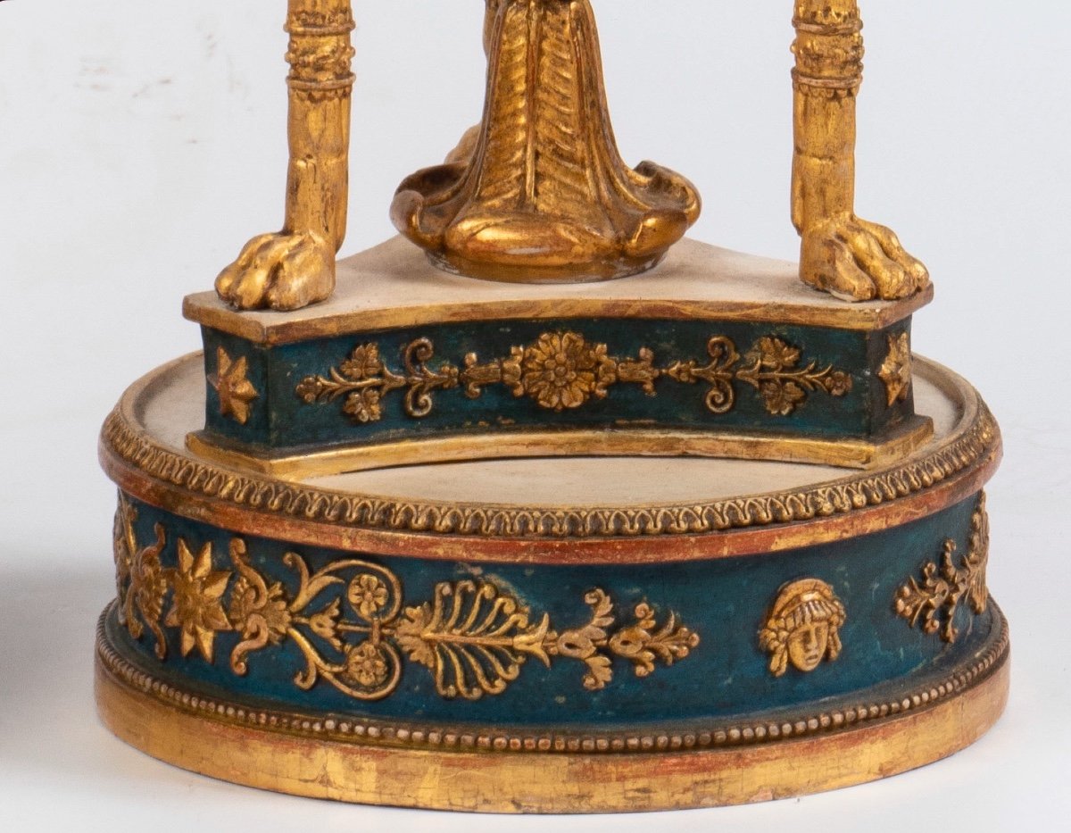 Pair Of Gilded And Lacquered Wooden Centrepiece Risers, Milanese Manufacture From The Early 19t-photo-3