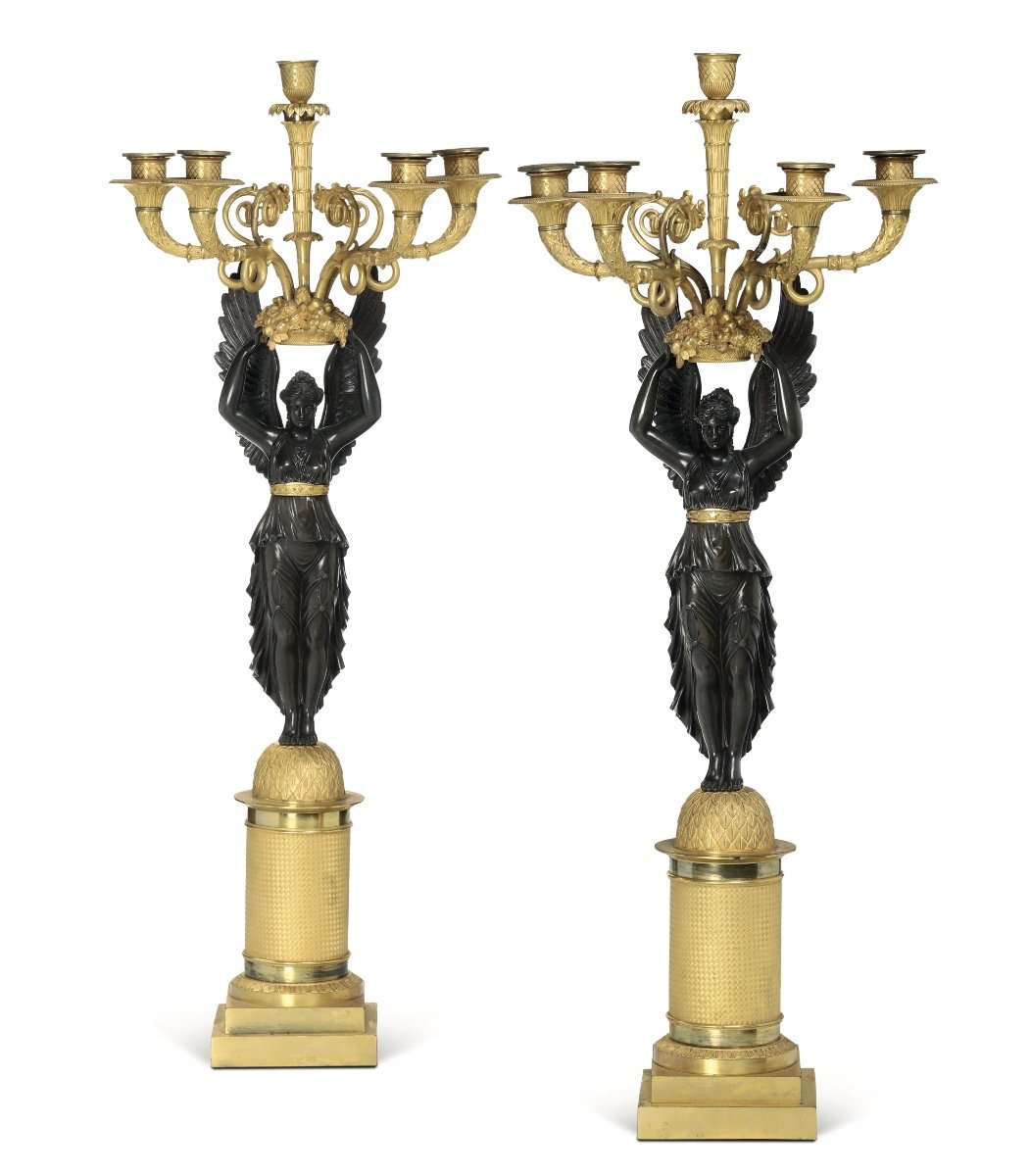 4 Bronze Candelabras In Gilt Bronze-photo-2