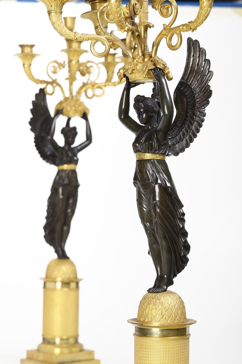 4 Bronze Candelabras In Gilt Bronze-photo-3