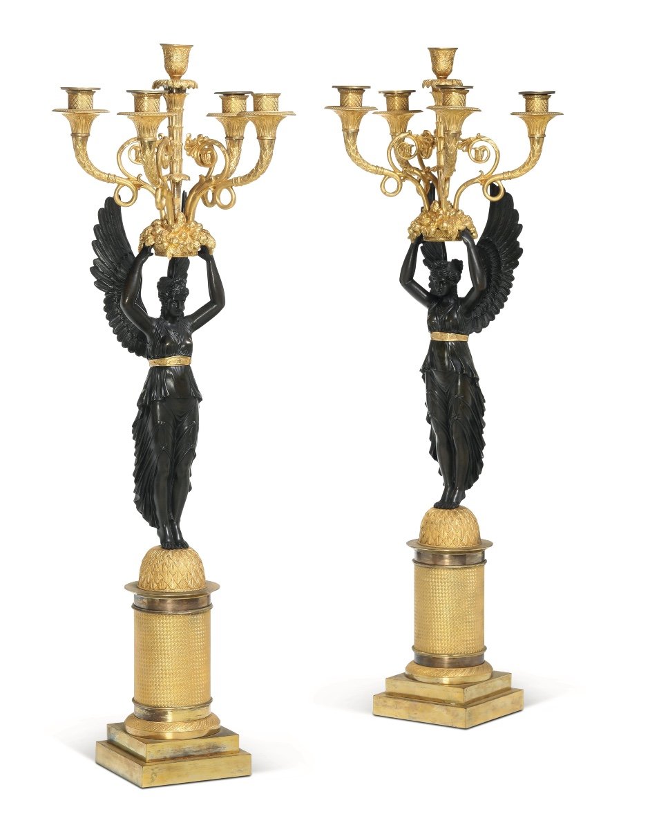 4 Bronze Candelabras In Gilt Bronze-photo-4