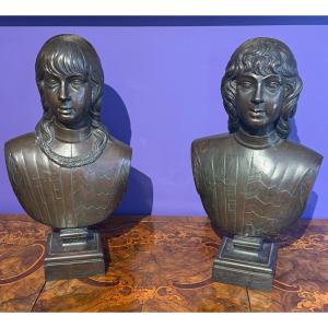 Pair Of Bronze Buste