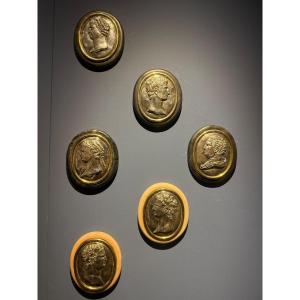 Set Of 12 Roman Emperors In Silver In Profile Form Stamped Roma And L.r.