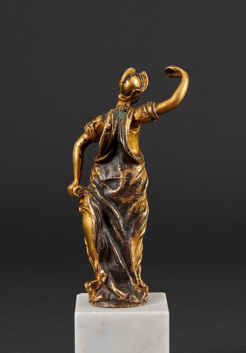 Déesse Minerve, Bronze Doré De Cabinet De La Renaissance, Italie, Fin Du XVIe-début Du XVIIe -photo-1