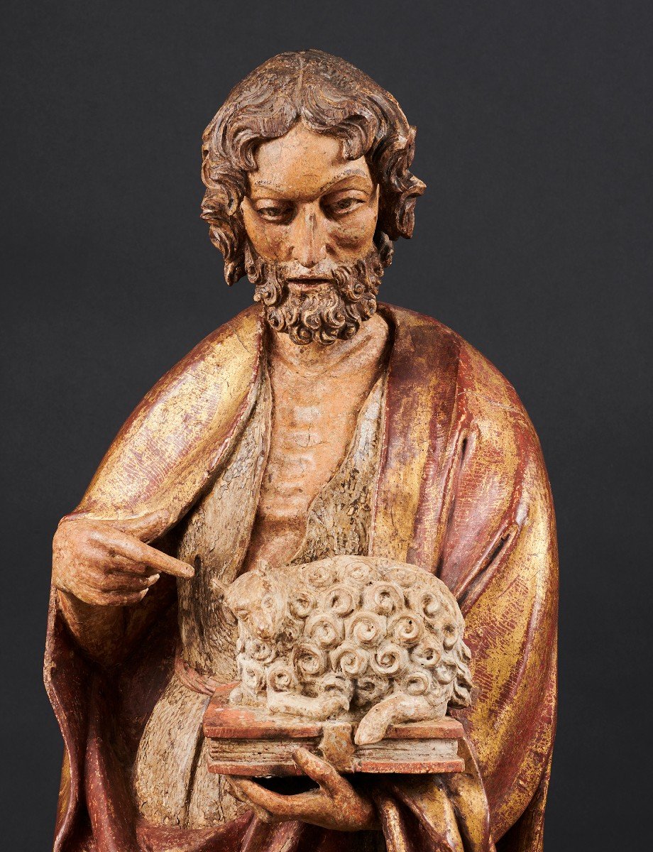 Saint Jean-baptiste En Bois Polychrome Et Doré - Pays-germaniques, V. 1500-photo-2