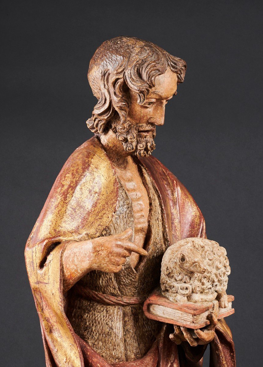 Saint Jean-baptiste En Bois Polychrome Et Doré - Pays-germaniques, V. 1500-photo-1