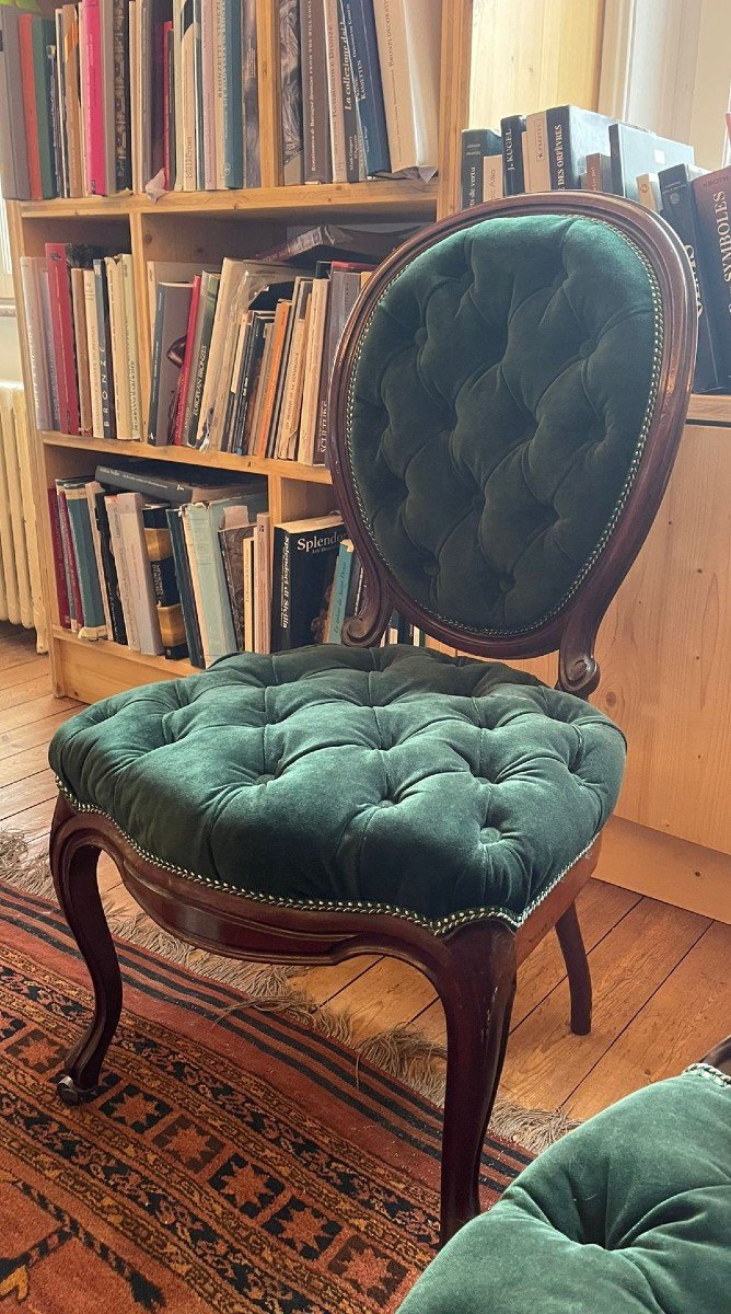 Solid Mahogany Living Room Seats From The Napoleon III Period-photo-2