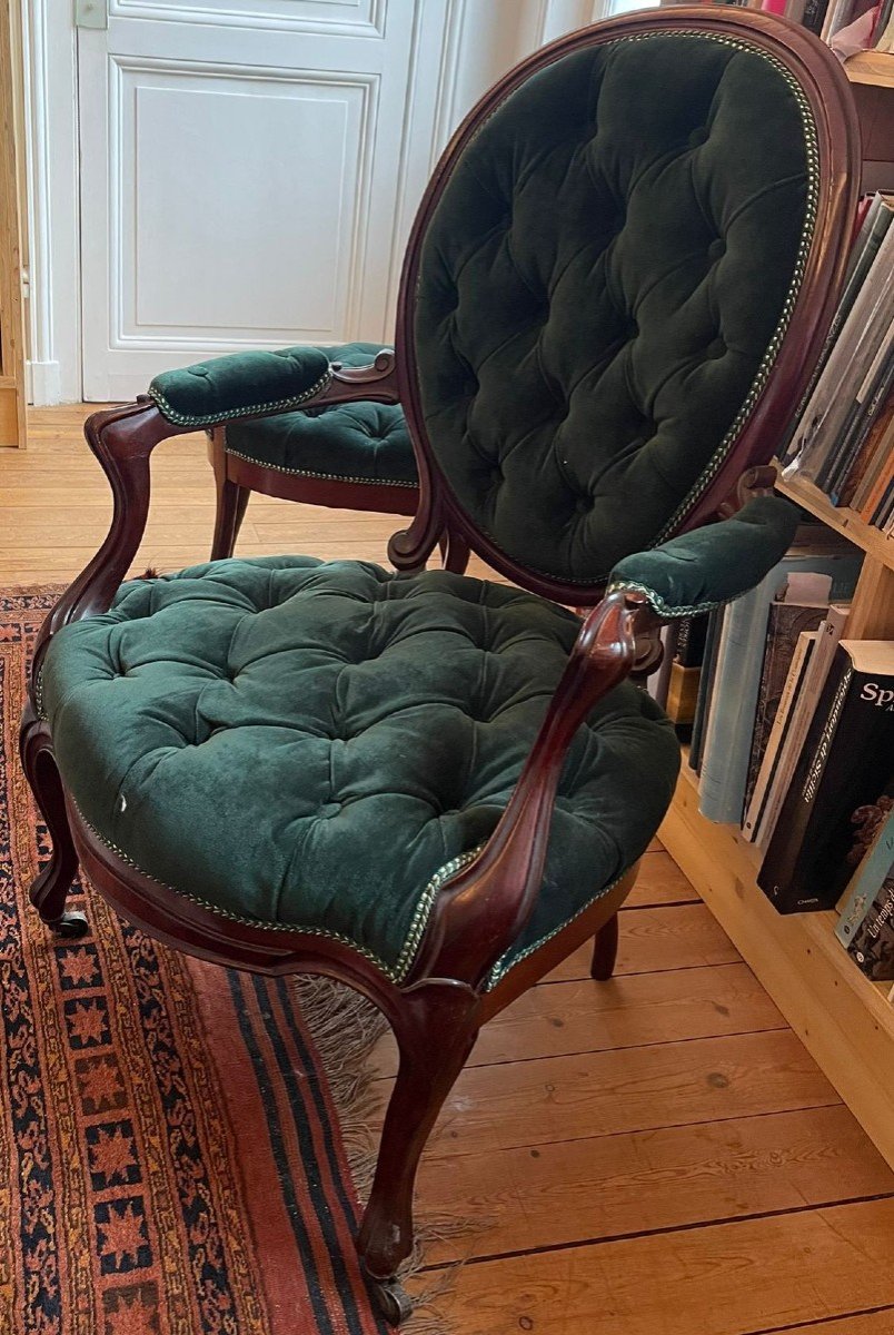 Solid Mahogany Living Room Seats From The Napoleon III Period-photo-3