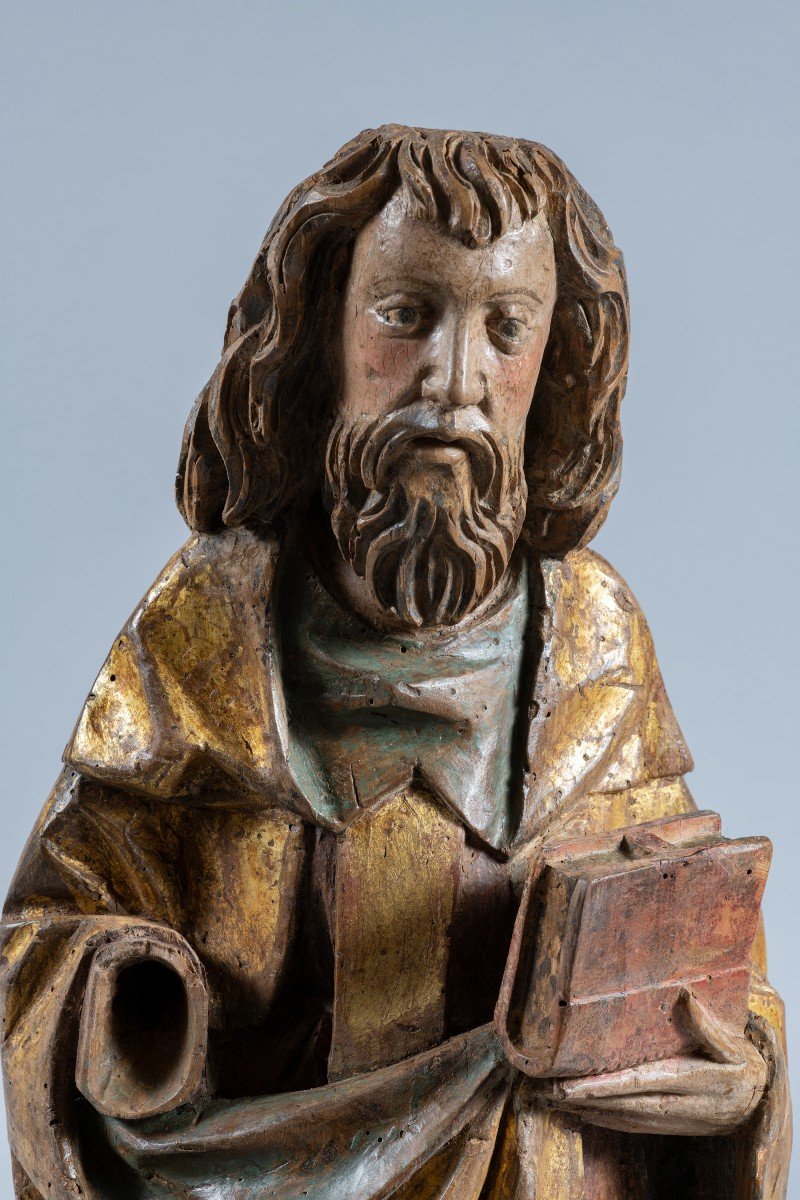 Saint Anthony In Polychromed And Gilded Lime Wood - Swabia, Early 16th Century-photo-3