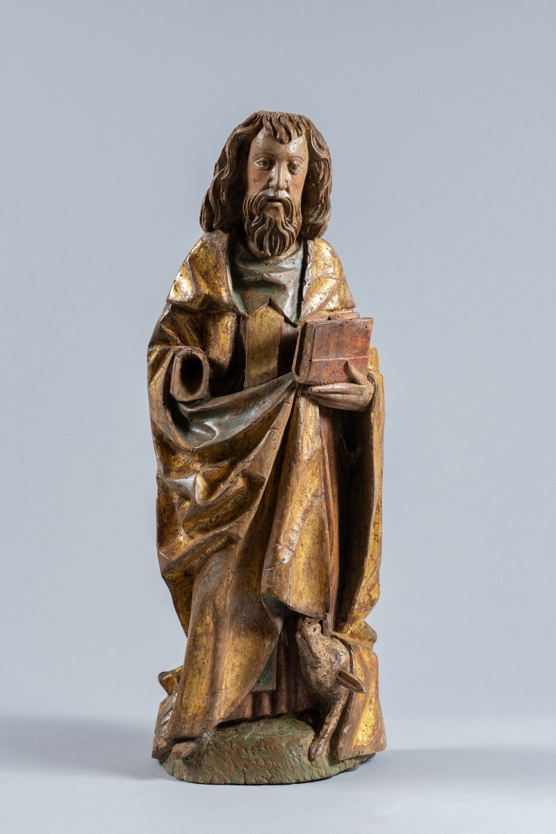 Saint Antoine En Tilleul Polychromé Et Doré - Souabe, Début Du XVIe Siècle