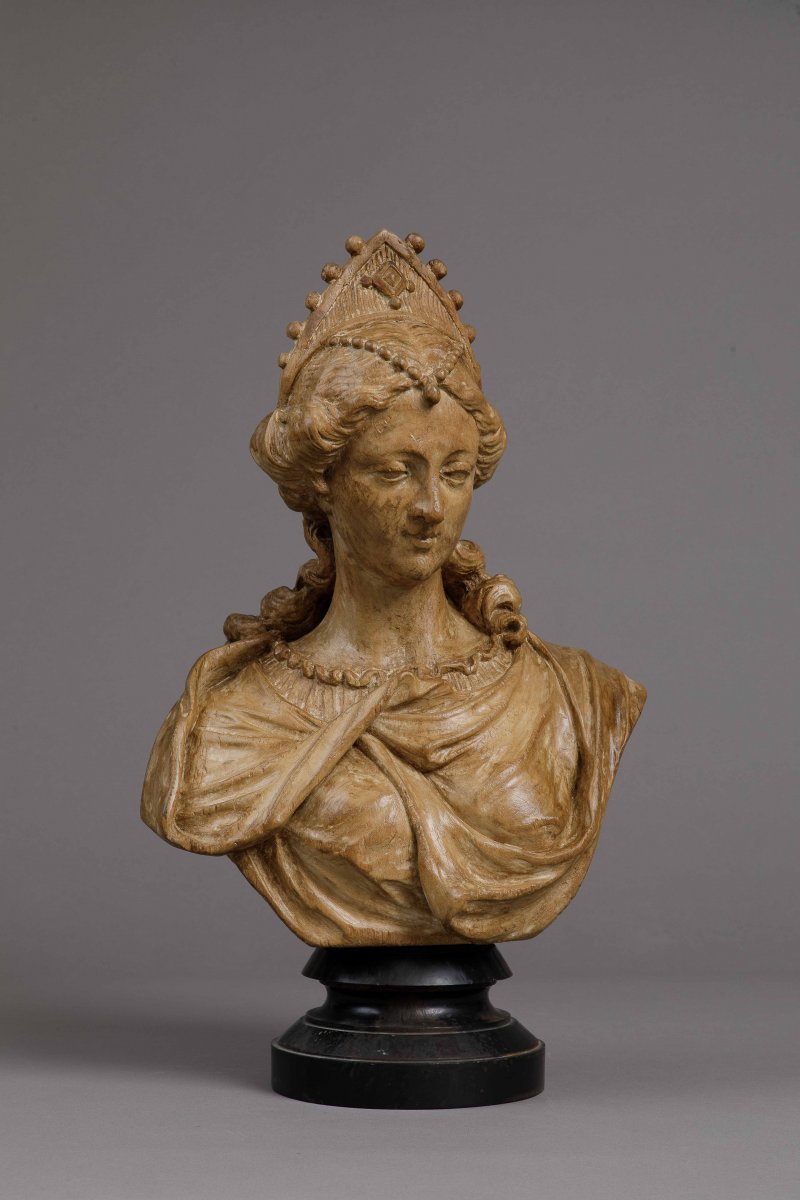 Buste De Femme En Noyer - Anvers Vers 1660-1690, Cercle De Quellin Le Jeune