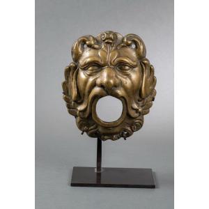 Bouche De Fontaine : Masque De Lion, Bronze Doré, Allemagne, XVIe-xviie Siècle