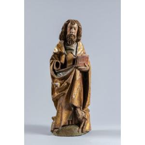 Saint Anthony In Polychromed And Gilded Lime Wood - Swabia, Early 16th Century