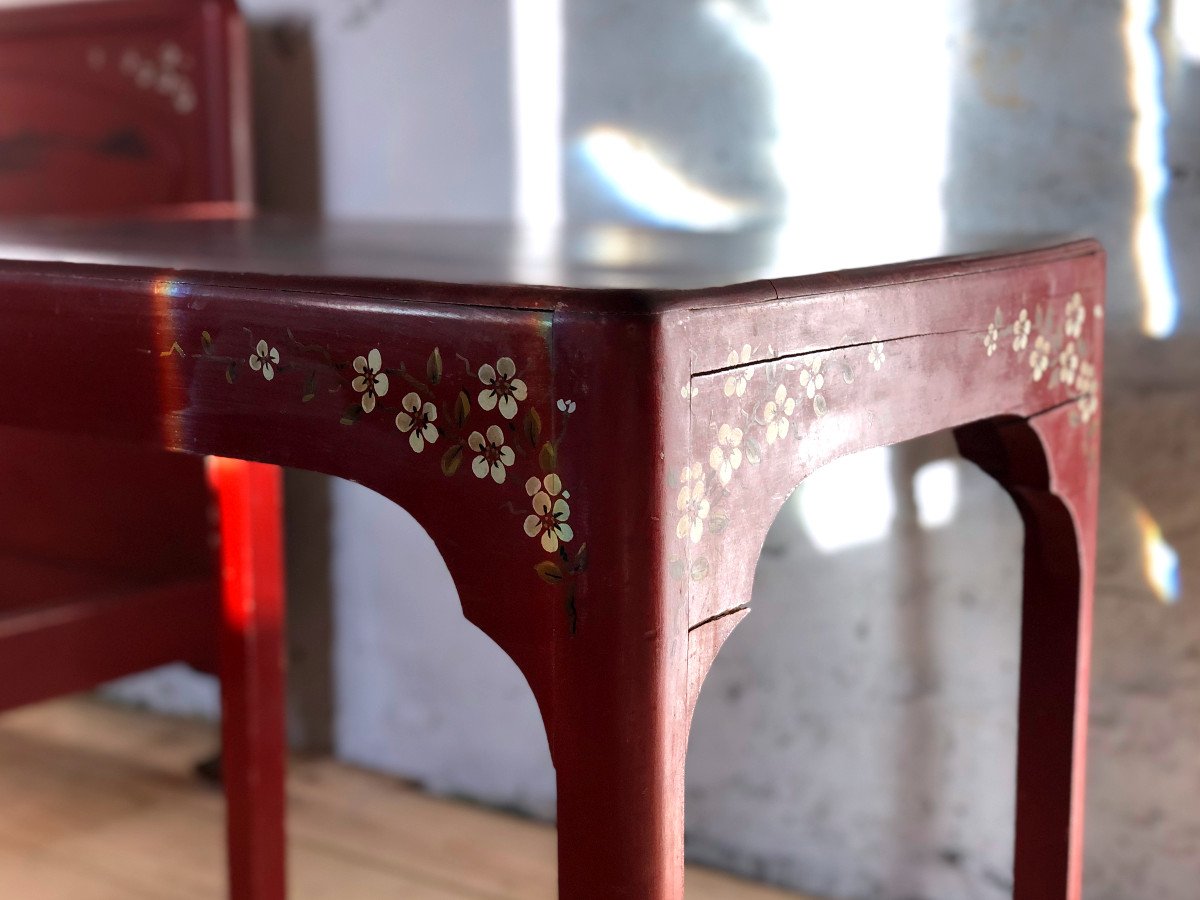 Chambre à Coucher Rouge Au Décors Japonisants, Années 1900-photo-4