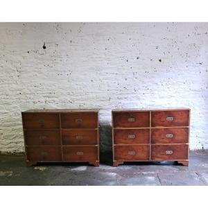 Pair Of English Boat Commodes - 20th - Mahogany