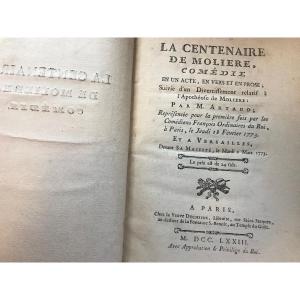 Le Centenaire De Moliere - 1773 - à Paris