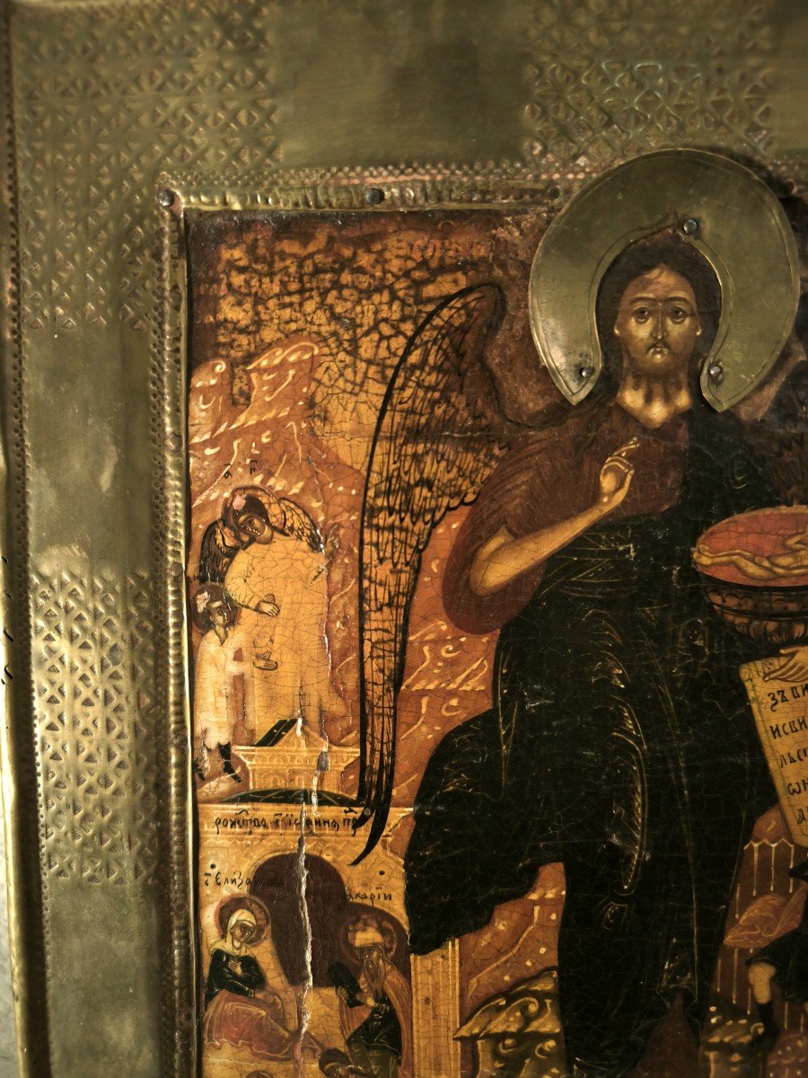 St John The Baptist Angel Of The Desert, Icon Painting, Tempera, Russia, 19th Century-photo-1