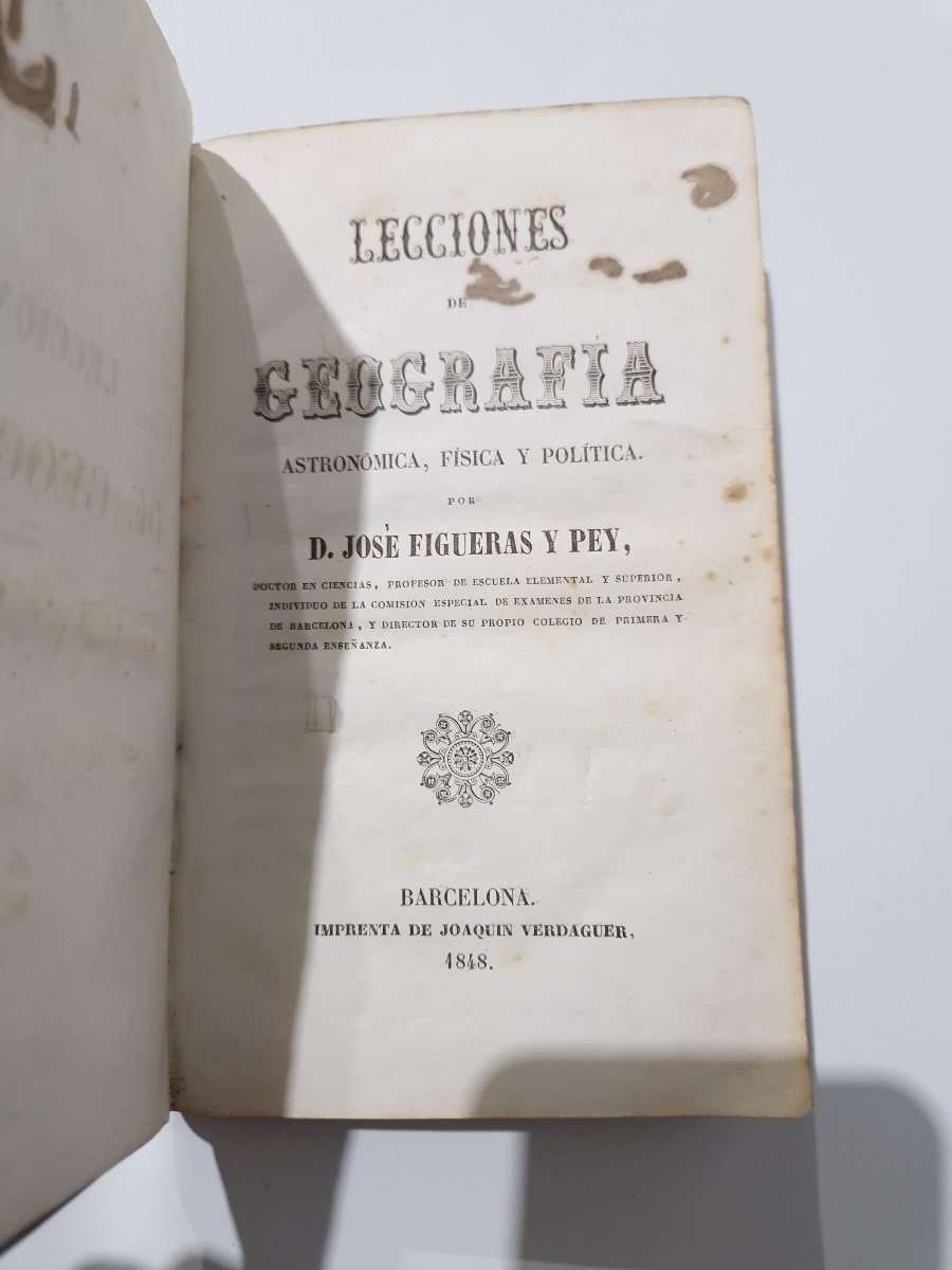 Livre Ancien Espagnol Géographie, Philosophie, Astronomie José Figueras Y Pey 1848-photo-2