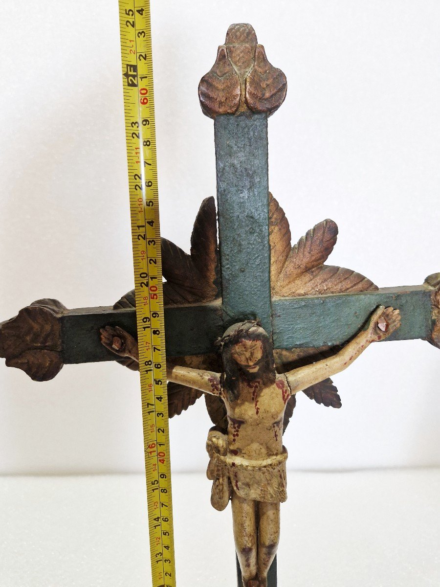 Late 18th Century Indo-portuguese Folk Crucifix, Suffering Christ With Wounds-photo-2