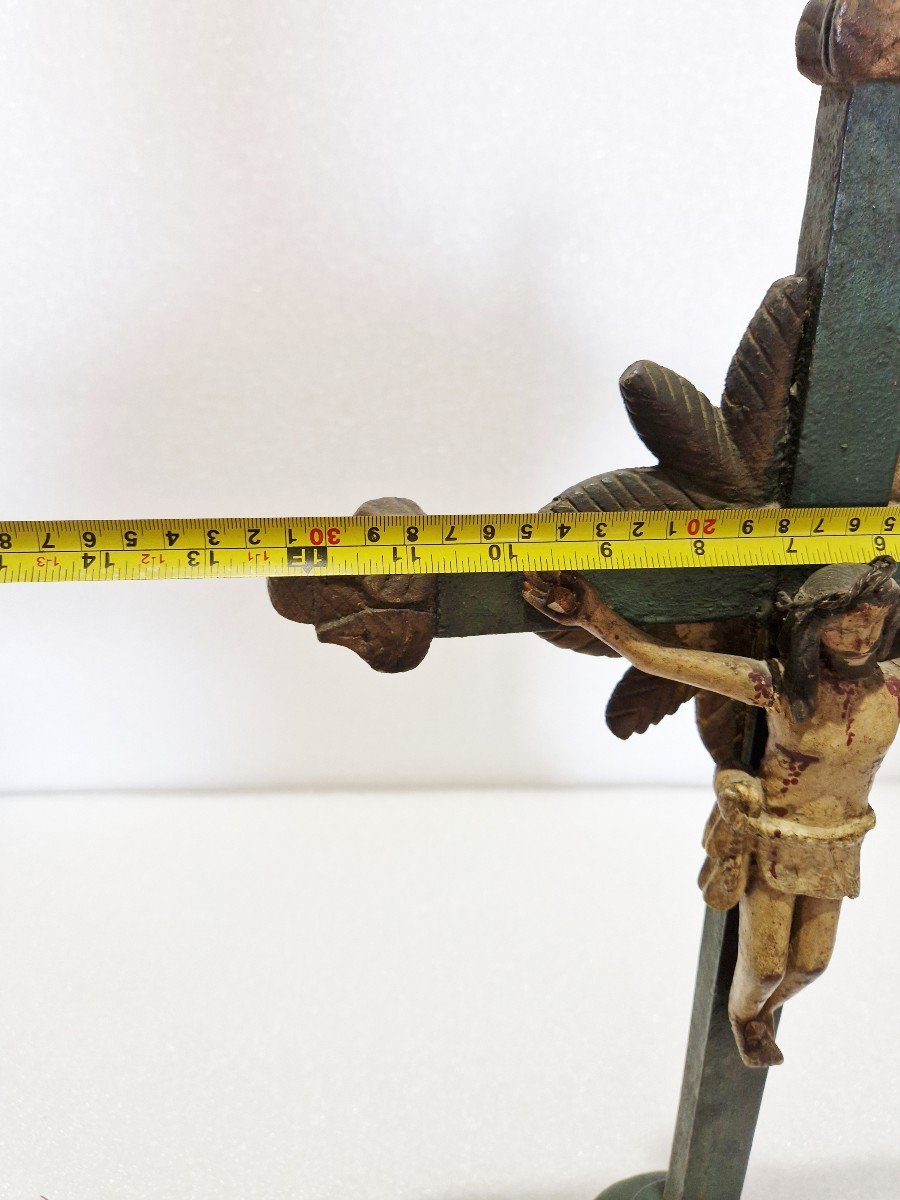 Late 18th Century Indo-portuguese Folk Crucifix, Suffering Christ With Wounds-photo-3