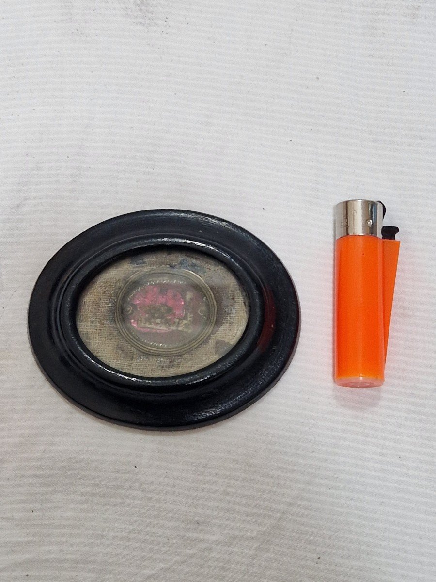 19th Cent Reliquary Holy Relic Saint Francis Of Assisi + Wax Seal-photo-1