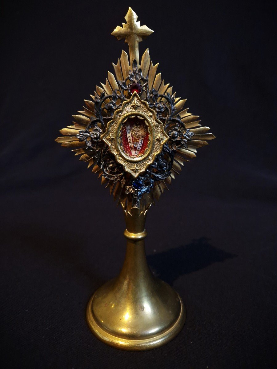 Reliquaire d'Ostensoir Du XIXe Siècle Relique De Première Classe Saint Conrad De Parzham