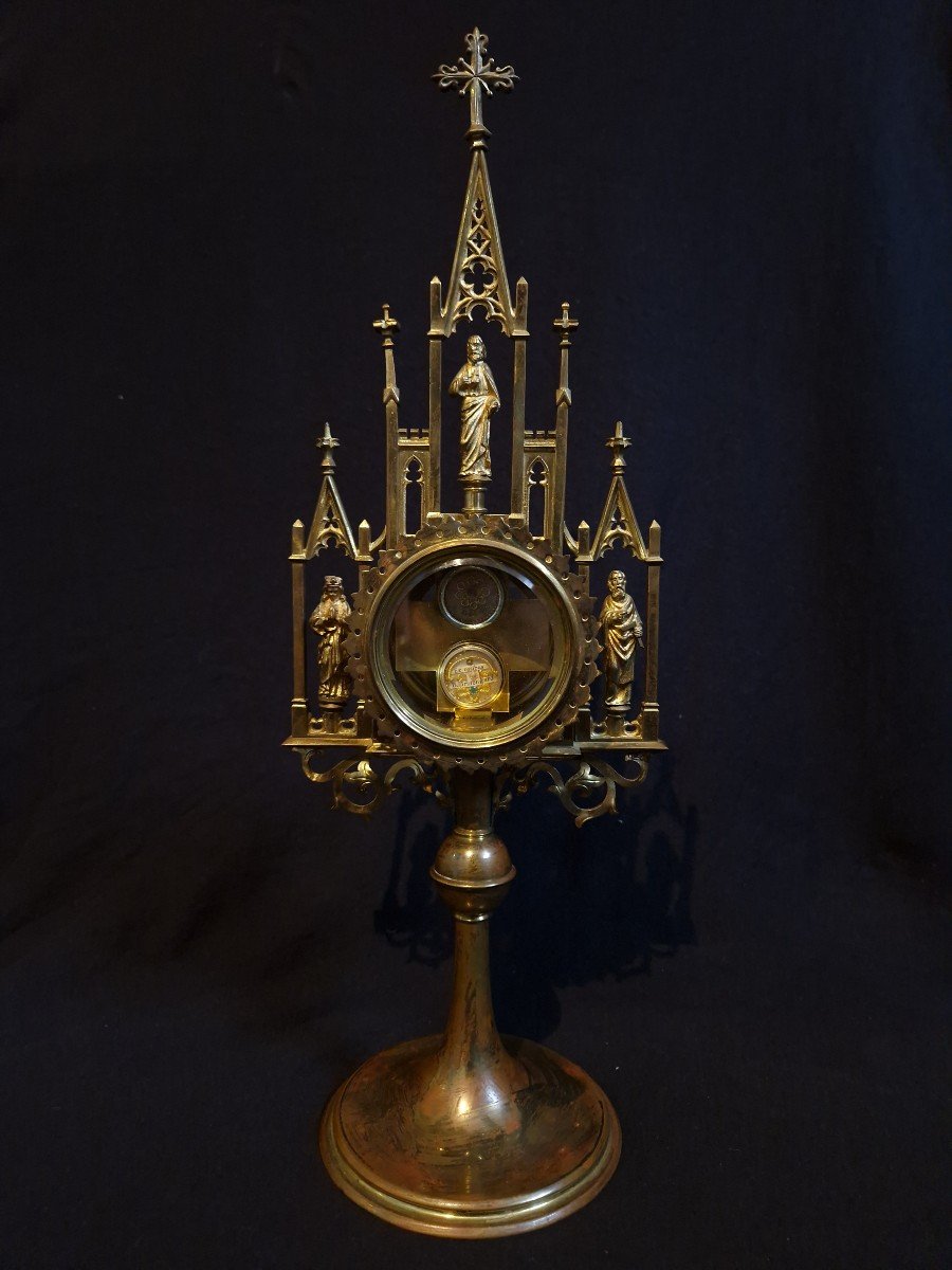 Antique Monstrance Reliquary 5 Relic St Ursula Benedict Conrad Irmengard Aloysiu