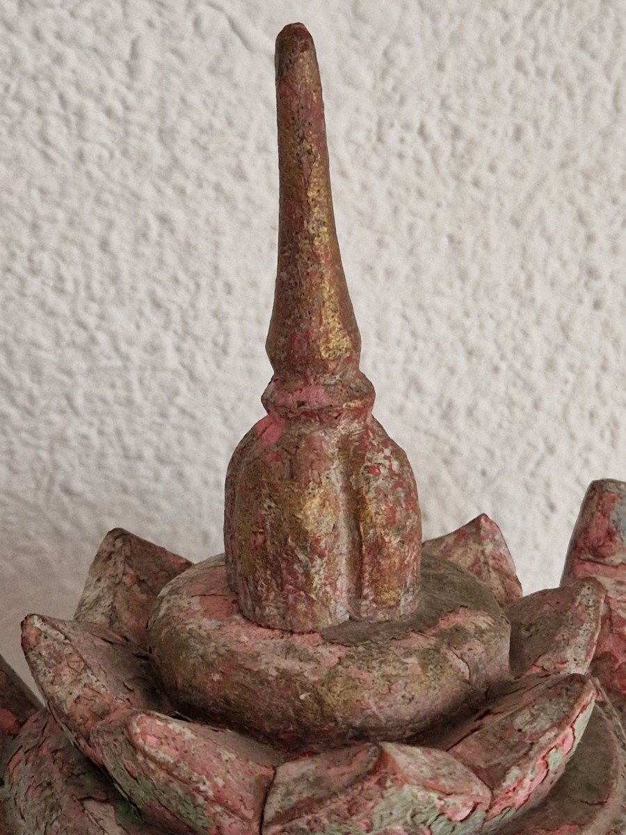 Statue De Bouddha Antique Rare Du XIXe Siècle En Bois De Birmanie « Touchant La Terre » 50 Cm-photo-2