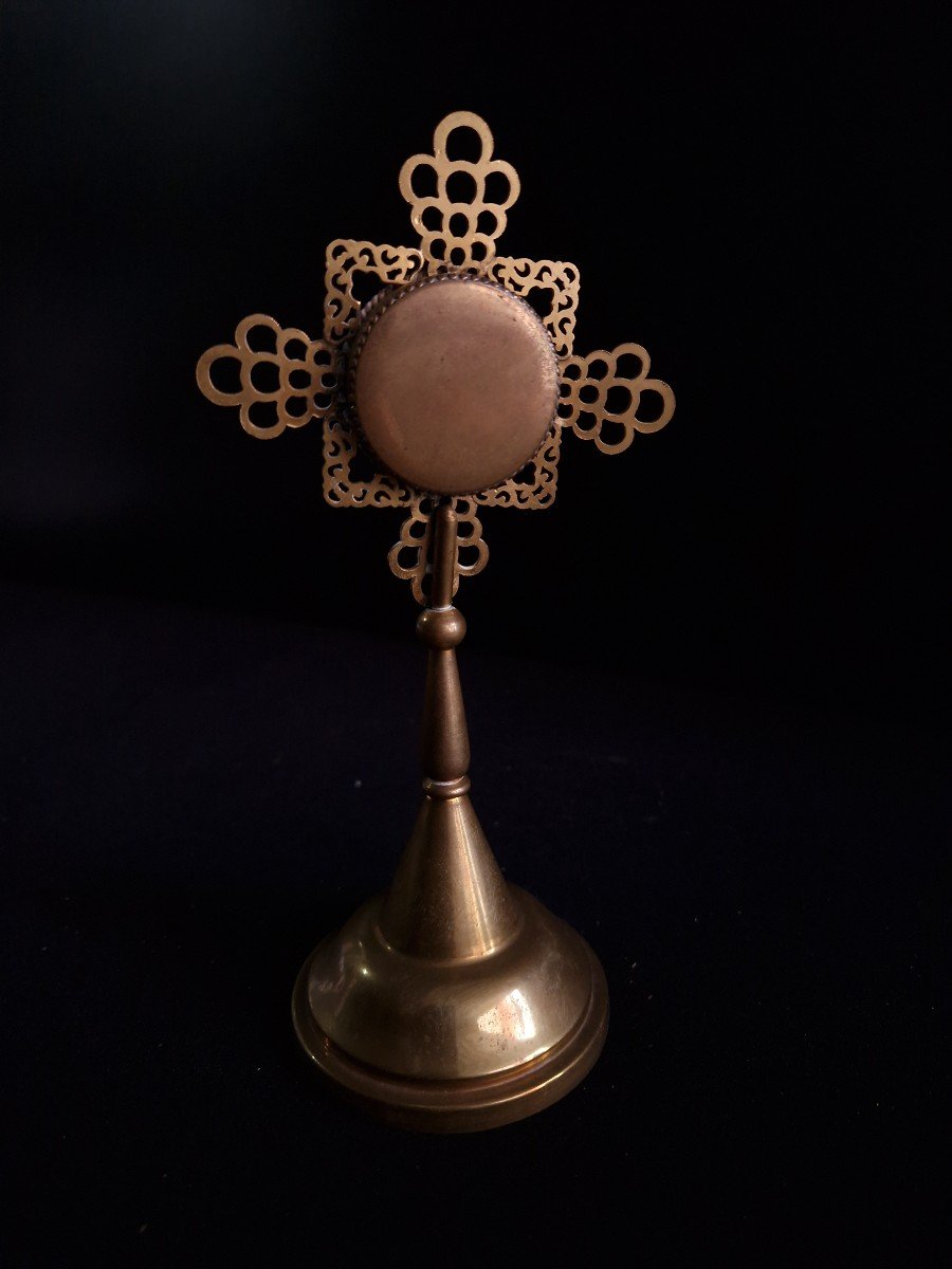 19th Century Reliquary Monstrance Holy Relic Of Saint Henrici, Filigree Design-photo-3