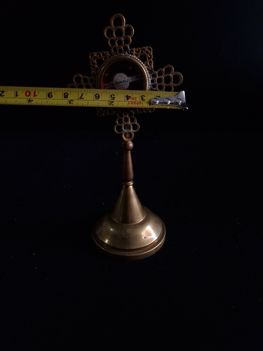 19th Century Reliquary Monstrance Holy Relic Of Saint Henrici, Filigree Design-photo-2