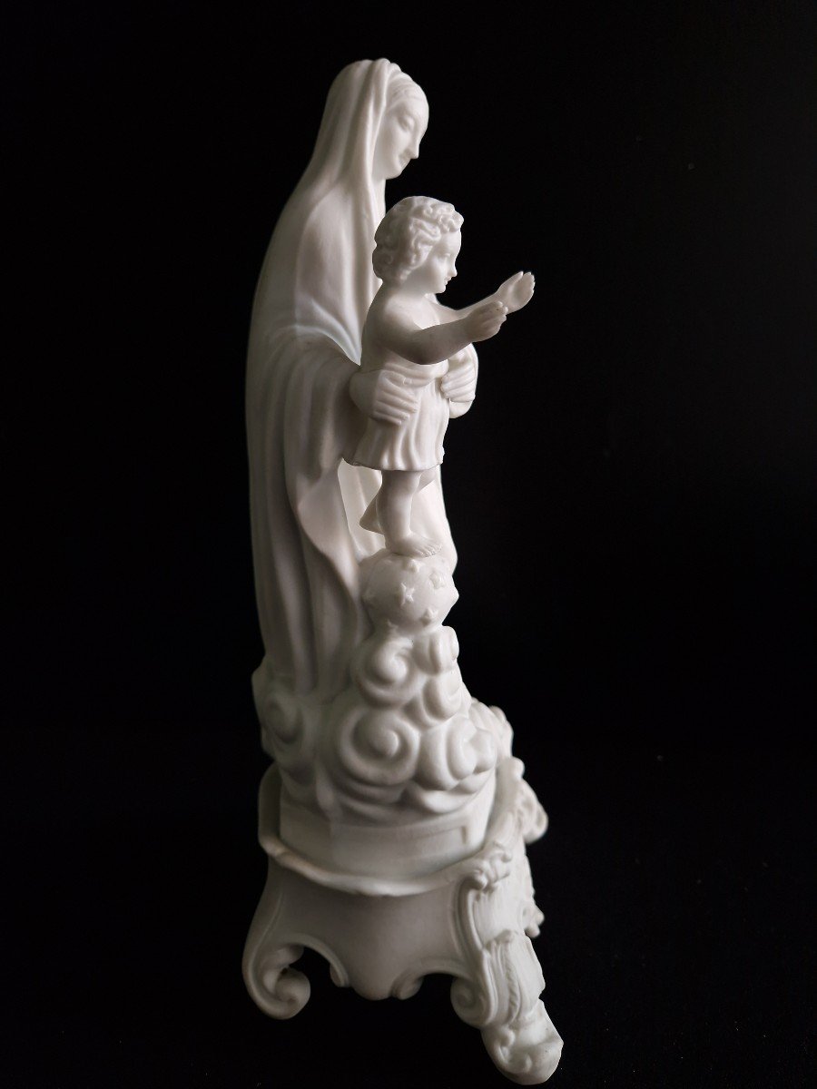 Figurine En Biscuit De Porcelaine Du XIXe Siècle « Notre-dame Des Victoires » Vierge Marie Et L-photo-2