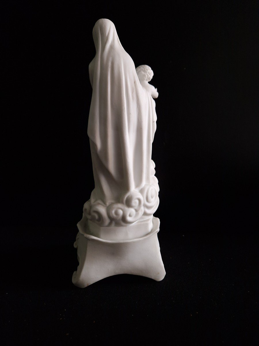 Figurine En Biscuit De Porcelaine Du XIXe Siècle « Notre-dame Des Victoires » Vierge Marie Et L-photo-7