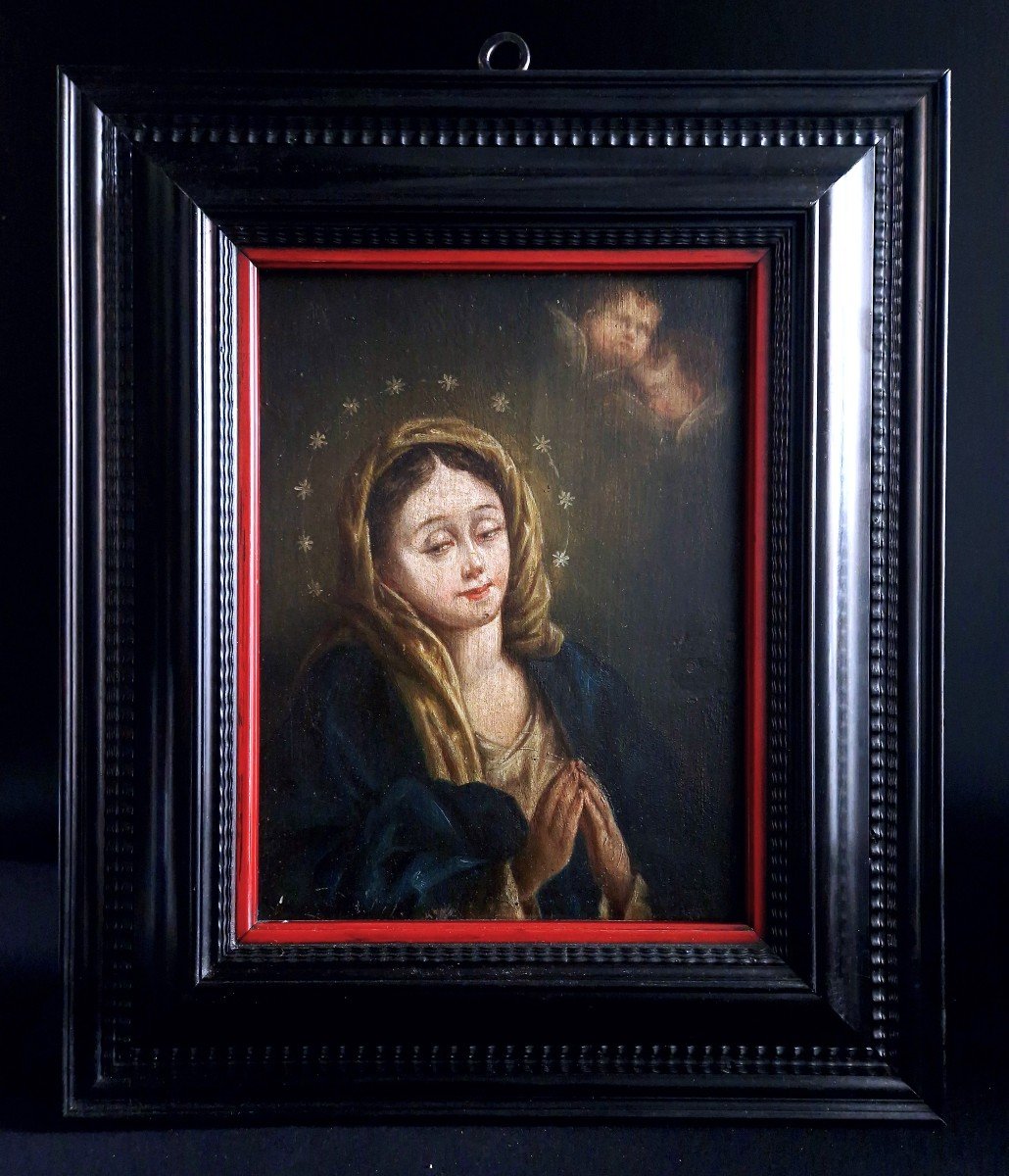 Peinture Espagnole Du XVIIIe Siècle, Vierge Marie, Immaculée Conception, Huile Sur Panneau