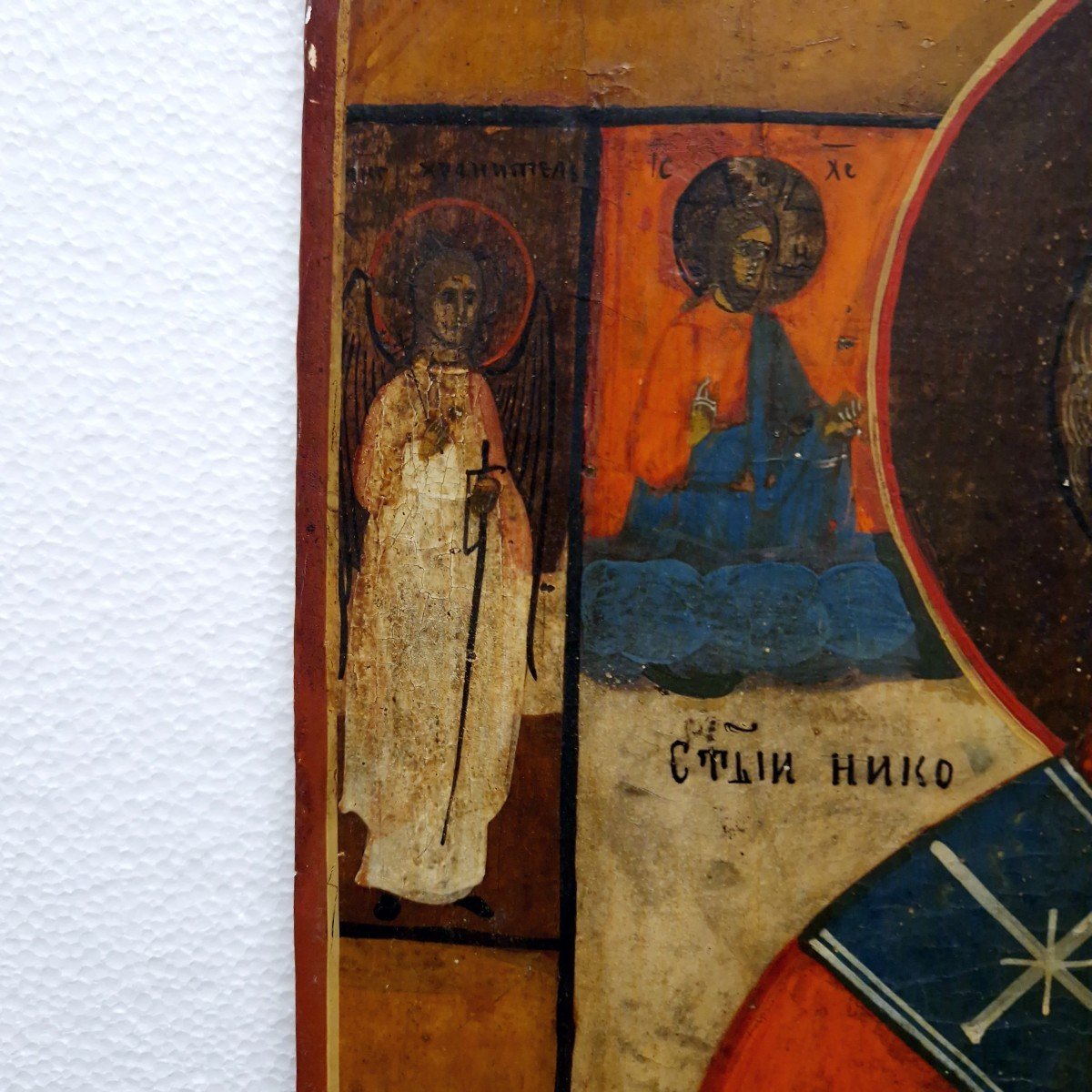 Icon Painting, Ordination Of St. Nicholas, Tempera On Wood, Russia 19th Century-photo-2