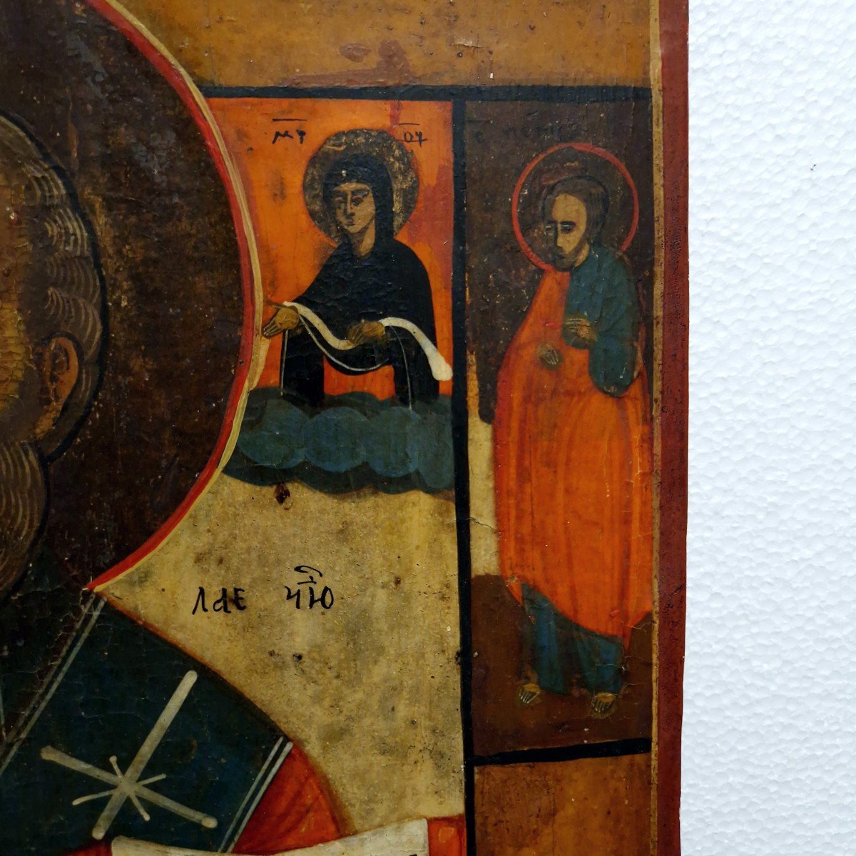 Icon Painting, Ordination Of St. Nicholas, Tempera On Wood, Russia 19th Century-photo-4