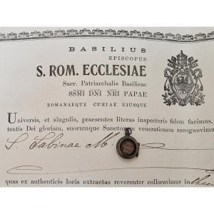 Reliquaire En Argent (ex Ossibus) Sainte Relique Sainte Sabine Martyre + Document Coa