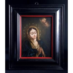 18th Century Spanish Painting, Virgin Mary, Immaculate Conception, Oil On Panel