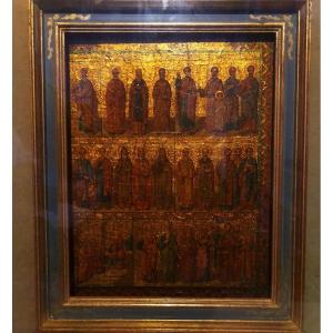 19th Century Egg Tempera On Wood Russian Icon Menology Saints Of November