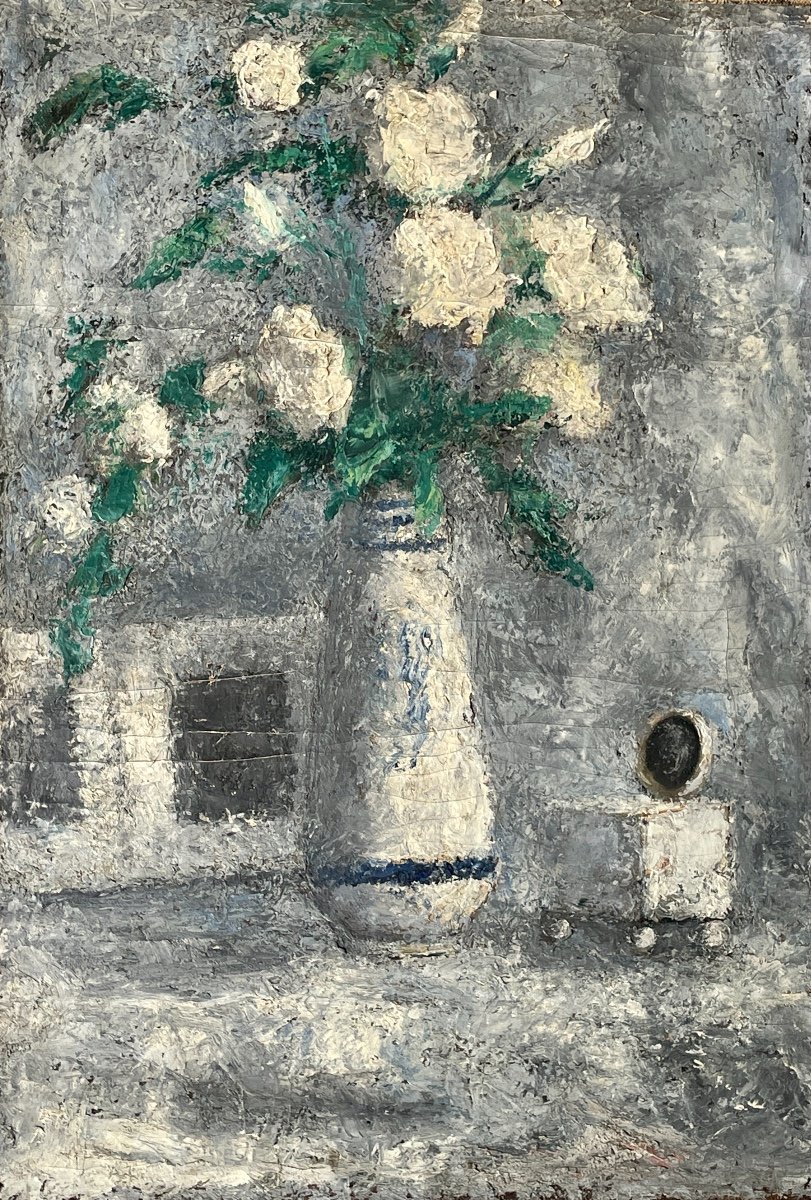 Henry Déziré - Vase Of White Roses.