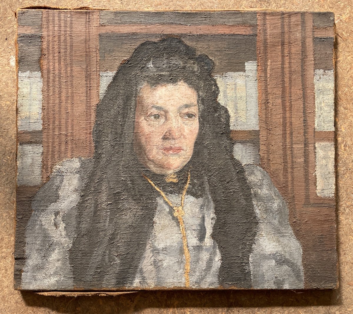 Henry Déziré - Portrait Of A Woman In Front Of A Library.-photo-1