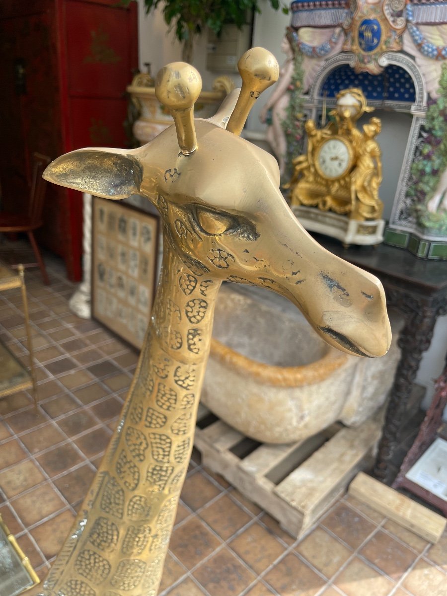 Important Brass Giraffe.-photo-2