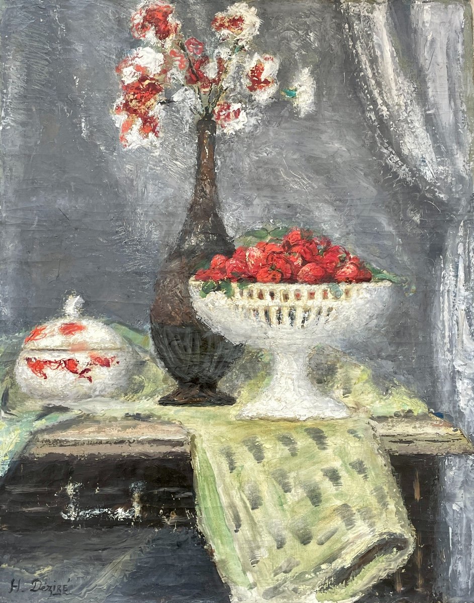 Henry Déziré - Still Life With A Basket Of Strawberries.