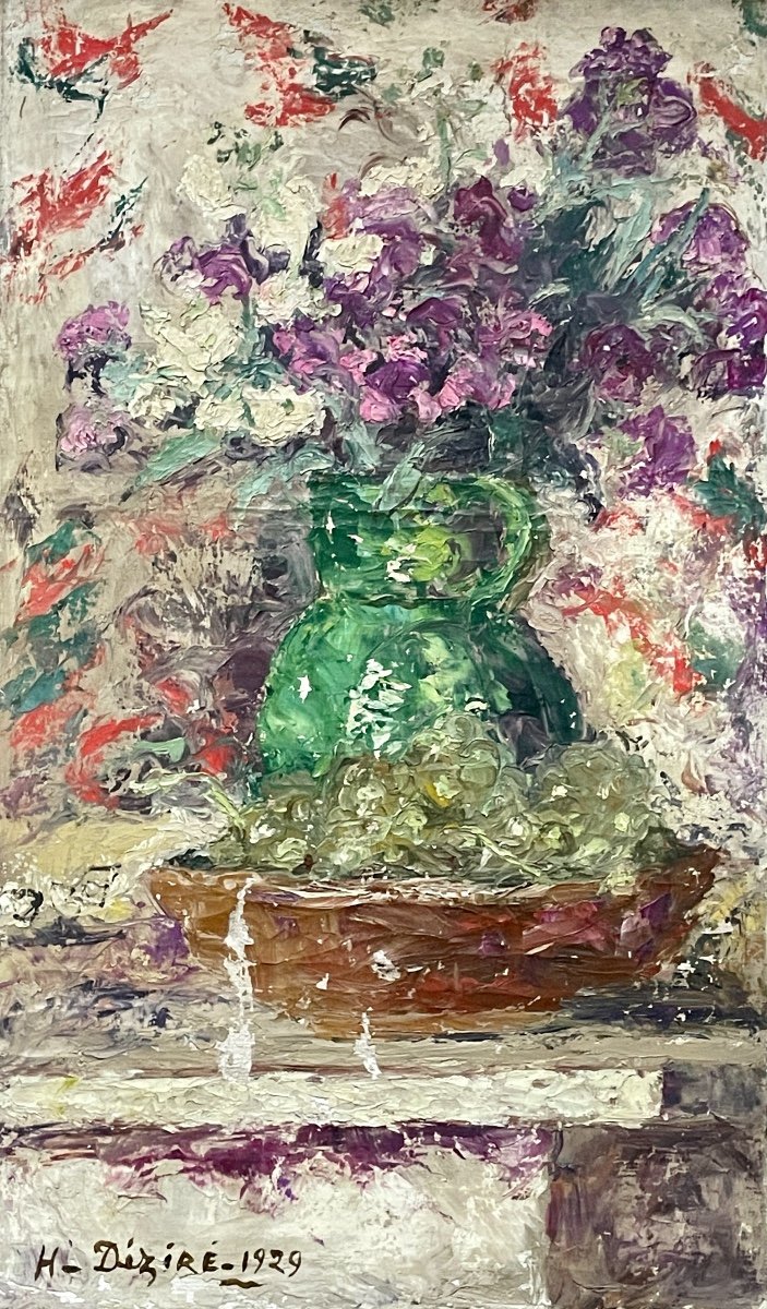 Henry Déziré - Vase De Fleurs Violettes.